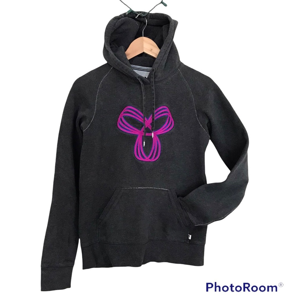 TNA Hooded Sweatshirt Dark Grey With Fuchsia